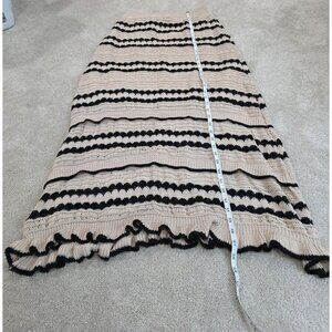 Solitaire Womens Knit Striped Sweater Skirt XL Beige & Black